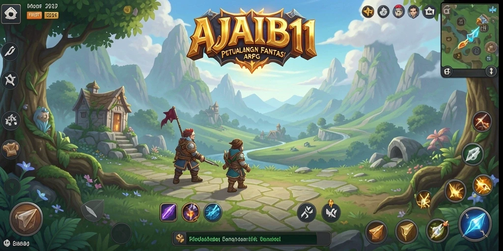 Screenshot AJAIB11 menampilkan aksi pertarungan yang mendebarkan di dunia fantasi.