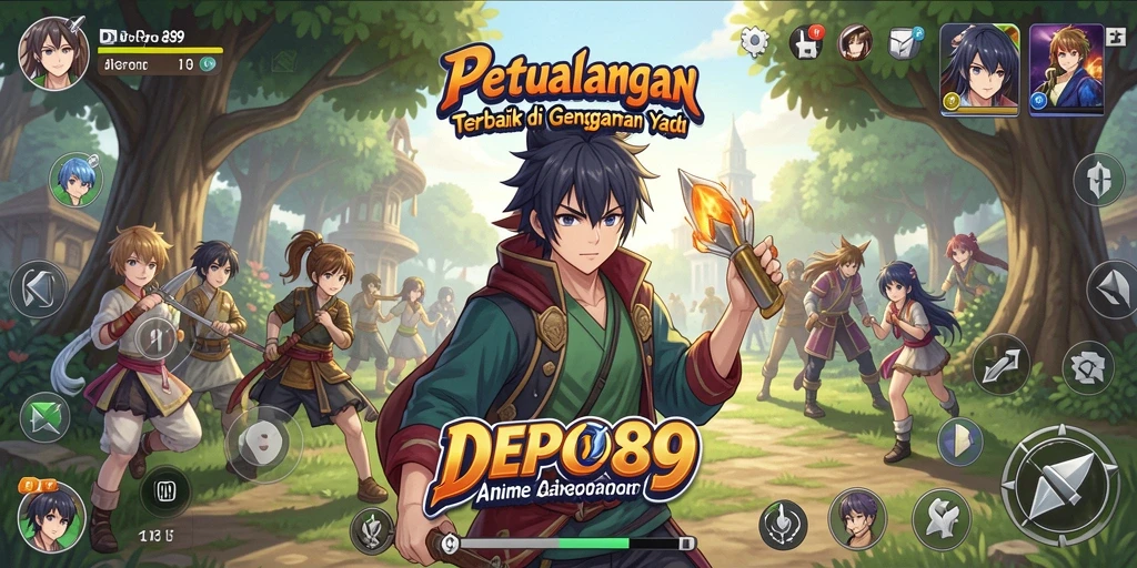 Screenshot gameplay DEPO89 yang menampilkan karakter anime yang dinamis.