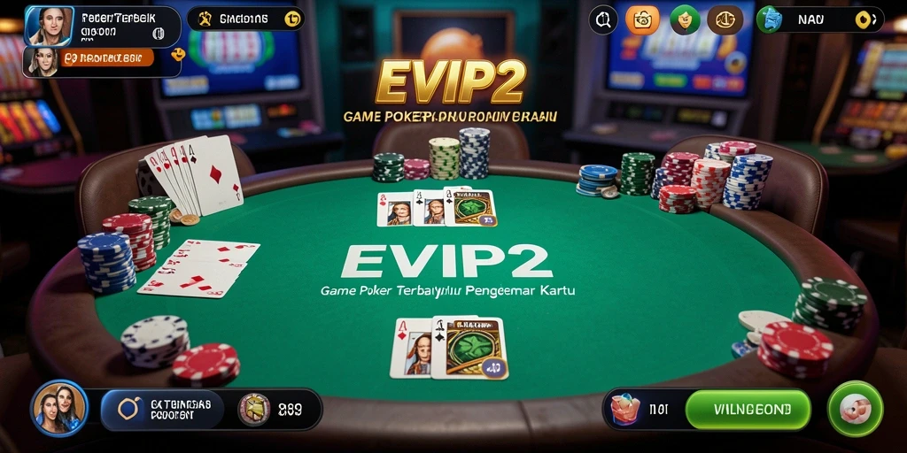 Screenshot gameplay EVIP2 yang menampilkan keseruan permainan Poker.