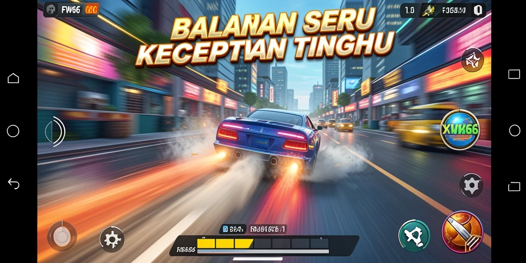 Screenshot FW66 menampilkan aksi balap yang mendebarkan.