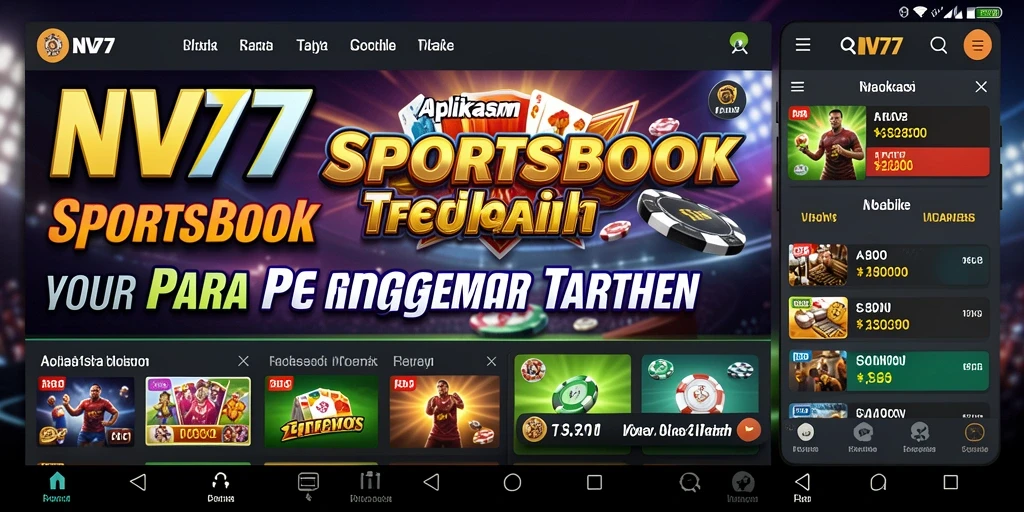 Screenshot utama NV77 menampilkan antarmuka taruhan olahraga yang interaktif.