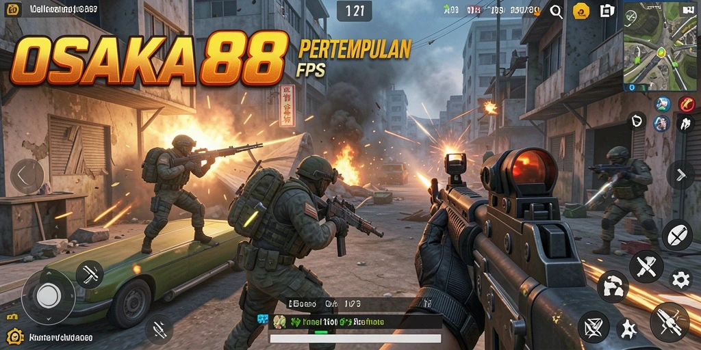 Screenshot gameplay OSAKA88 dengan aksi tembak-tembak seru.